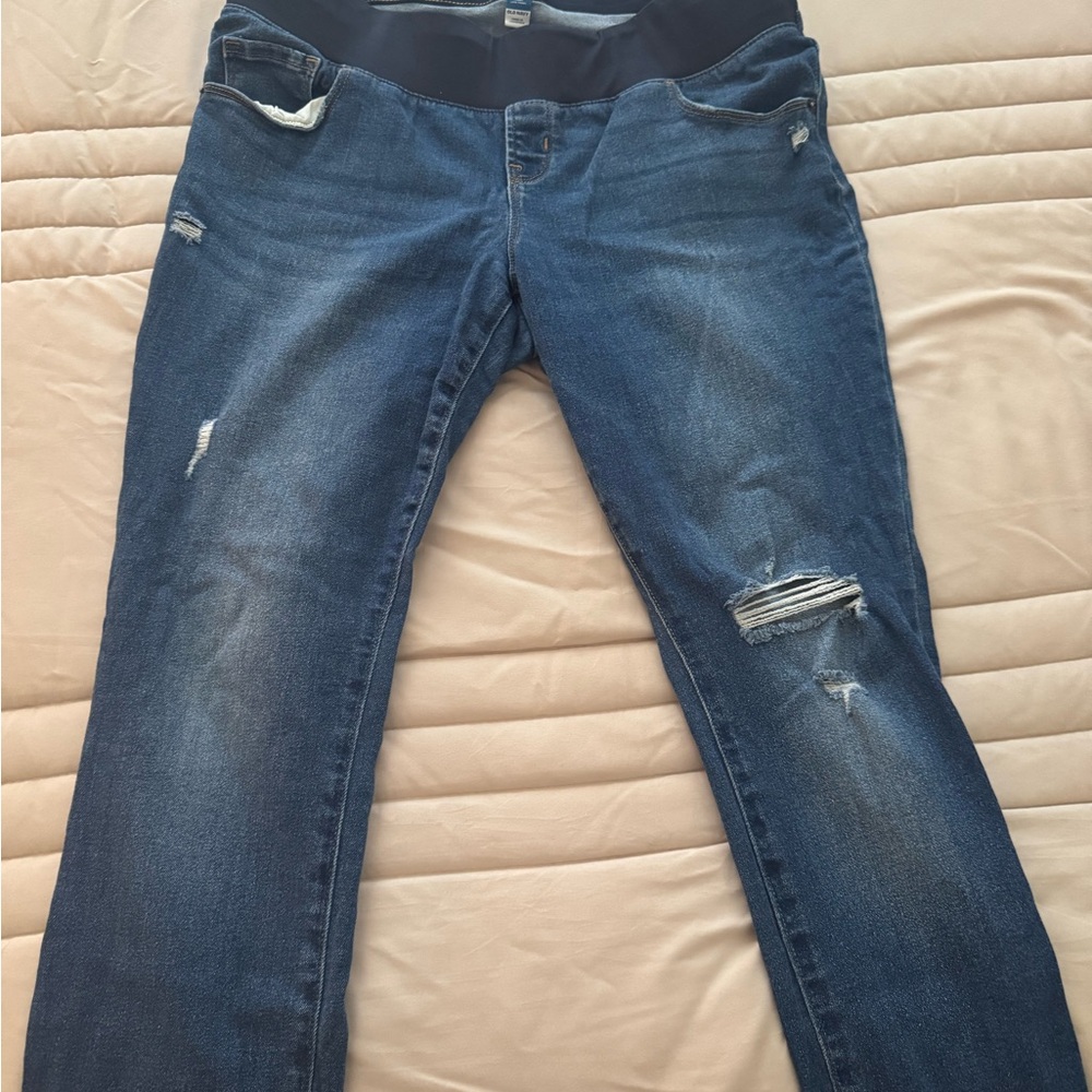 Stylish Blue Distressed Women Jeans maternity